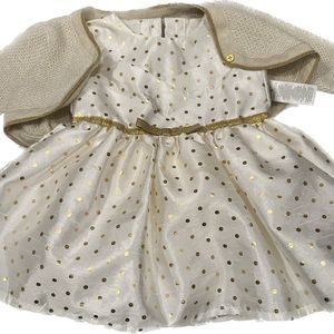 Just one you fancy baby girl dress in gold with matching bolero sweater!